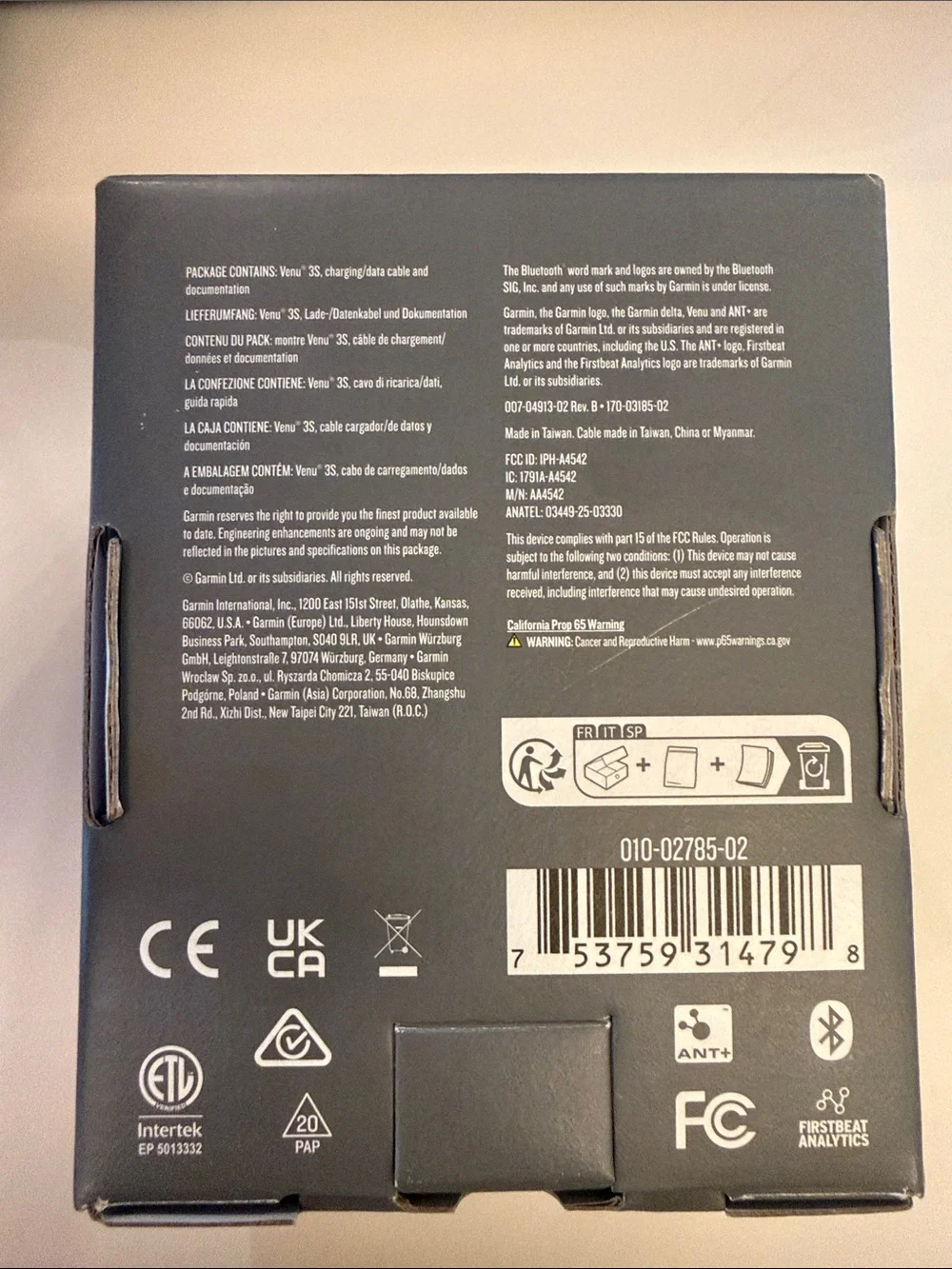 garmin Venu 3S Smartwatch - French Gray with Gold Bezel